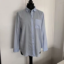 H&M Divided Light Blue Stripe Cotton Long Sleeve Shirt UK 10 *in exc cond*