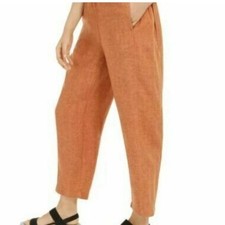 NWT Eileen Fisher Cinnamon Linen Delave Lantern Ankle Pant Size S