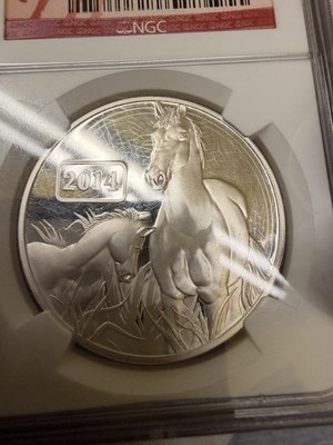 2014 Tokelau Year of the Horse Gilt 1oz Silver .999 NGC PF69 PR69