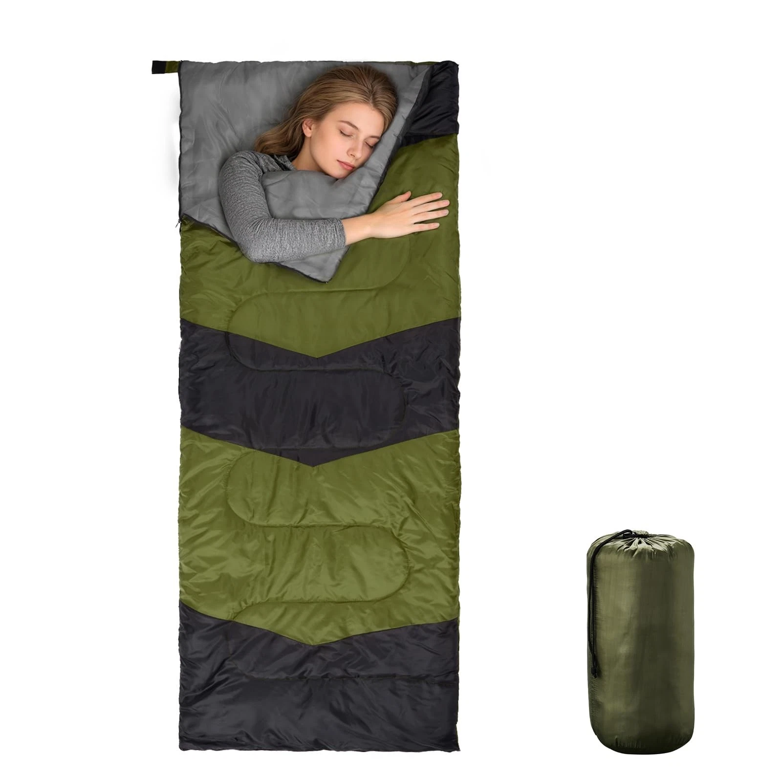 Camping Sleeping Bag for Adults, 3 Season Cold Weather & Warm, Envelope Sleep...