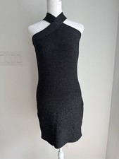 Sincerely Jules Glitter Shimmery Black Halter Bodycon Dress Size Medium NEW