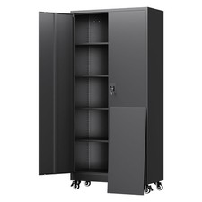 Metal Garage Storage Cabinet with Locking Doors and Adjustable Shelves,- 75 R...