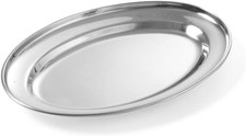 HENDI Serviertablett, Oval, Catering, Sandwichplatte, Tablett Edelstahl, 350x240