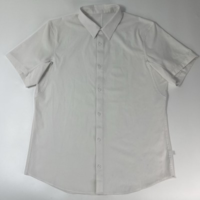 Lululemon Airing Easy Button Up Performance Short Sleeve White ~ Size Large