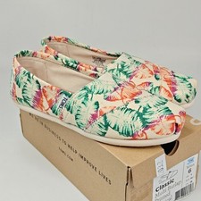 Toms 10006167 Womens Burlap Printed Tropical Canvas Espadrille Flat Shoe Size 6