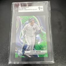 2024 Bowman’s Best Juan Soto Green Mini Diamond Refractor #44/ 99 Yankees SGC 9