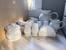 Vintage Porcelain Tea Set, Golden Quilt 14 piece set