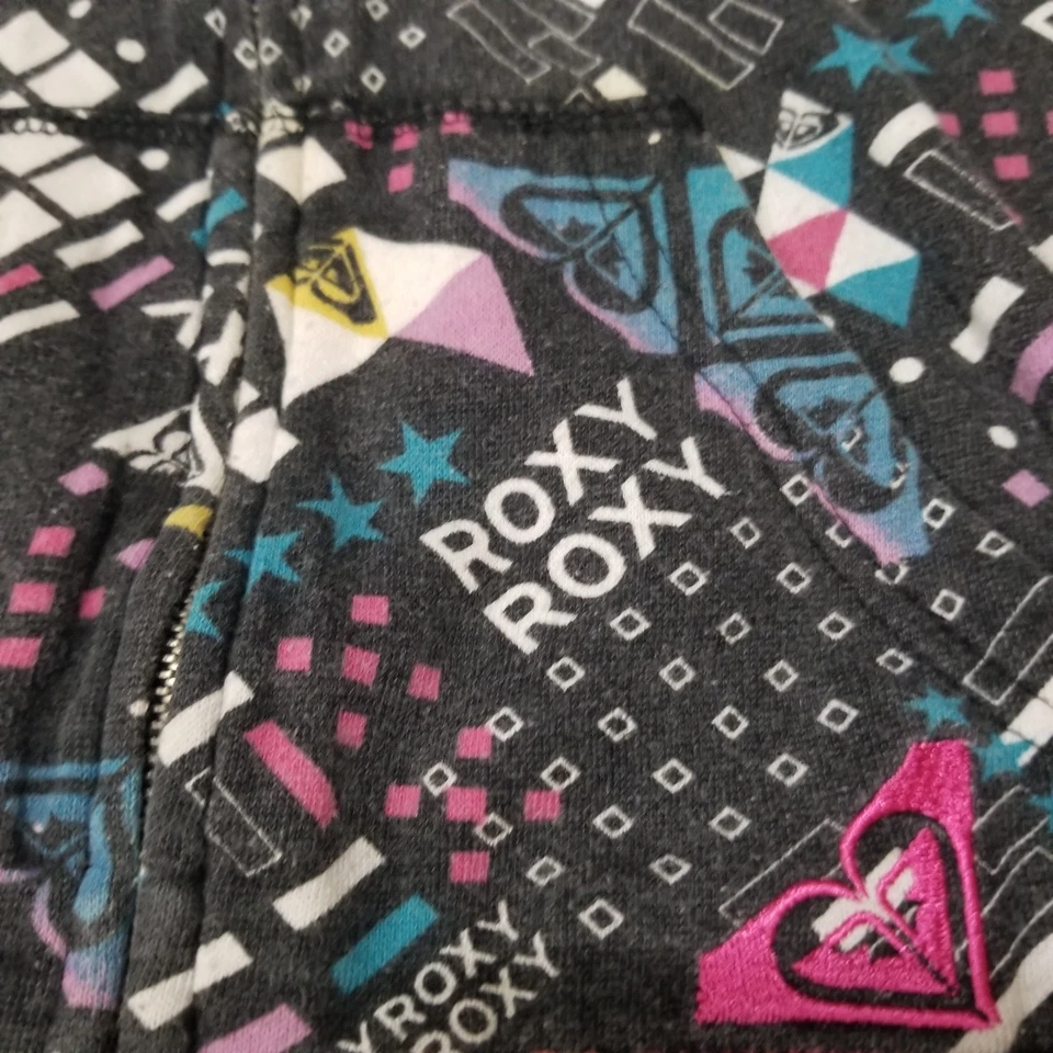 Roxy Vintage Junior's Pullover Hoodie Large Aop Multicolored Sherpa Hood - Image 2 of 4