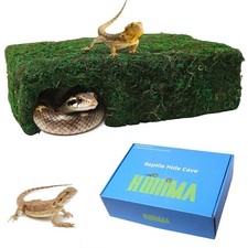 Mossy Cave Hide For Reptiles Lizard Moss Hideout Safe Shelter Snake Hut