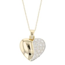 .27ctw Diamond Cluster Heart Shaped Pendant on 18" Necklace 14k Multi-Tone Gold