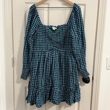 American Eagle Dress Women XXL Plaid Tiered Babydoll Cottagecore Farmhouse Indie