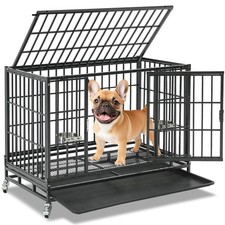 Homey Pet 37 inch Stackable Open Heavy Duty Dog Crate Cage for Medium Dog with W