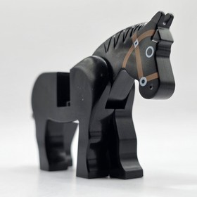 LEGO Black Horse Minifigure Red Blue Dragon Armor Barding Castle 6086 6085 6060