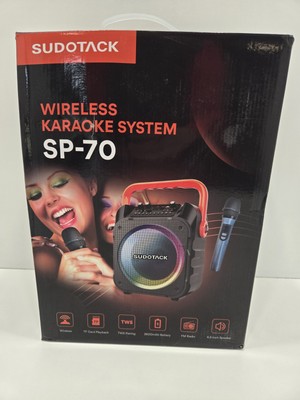 SUDOTACK Karaoke Machine, Portable Bluetooth, with 2 Wireless Microphones, SP-70