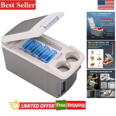 Versatile 6 Quart Car Fridge: 12V Cooling & 110V Heating for Travel & Camping