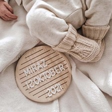 Wood Letter Board Baby Milestone Cards Round 1-12 Months Monthly Cards Milestone