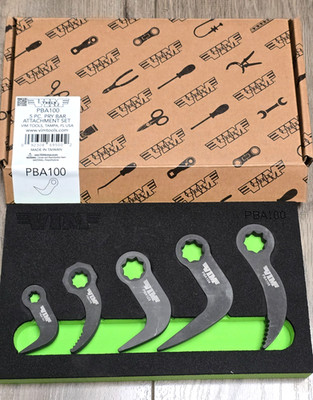 VIM Tools 5pc Pry Bar Attachment Set w/ Foam Tray 1/4'', 3/8'' & 1/2'' dr #PBA100