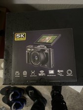 5K WiFi Digital Camera, 75MP, 3" Flip Screen, 18X Zoom, 32GB SD Card Included