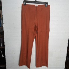 Anthropologie Maeve Linen Blend Crop Rust Pants 25 Boho Elevated Casual Safari