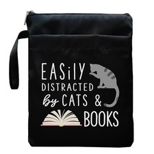 Book Sleeve, Book Covers with Zipper, Funny Cat Book for Book Large Black-c