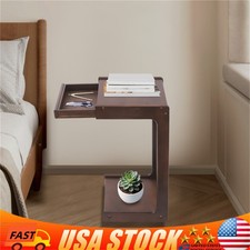 C-Shape Mobile Snack End Side Sofa Laptop Table w/ Drawer & Lockable Wheels