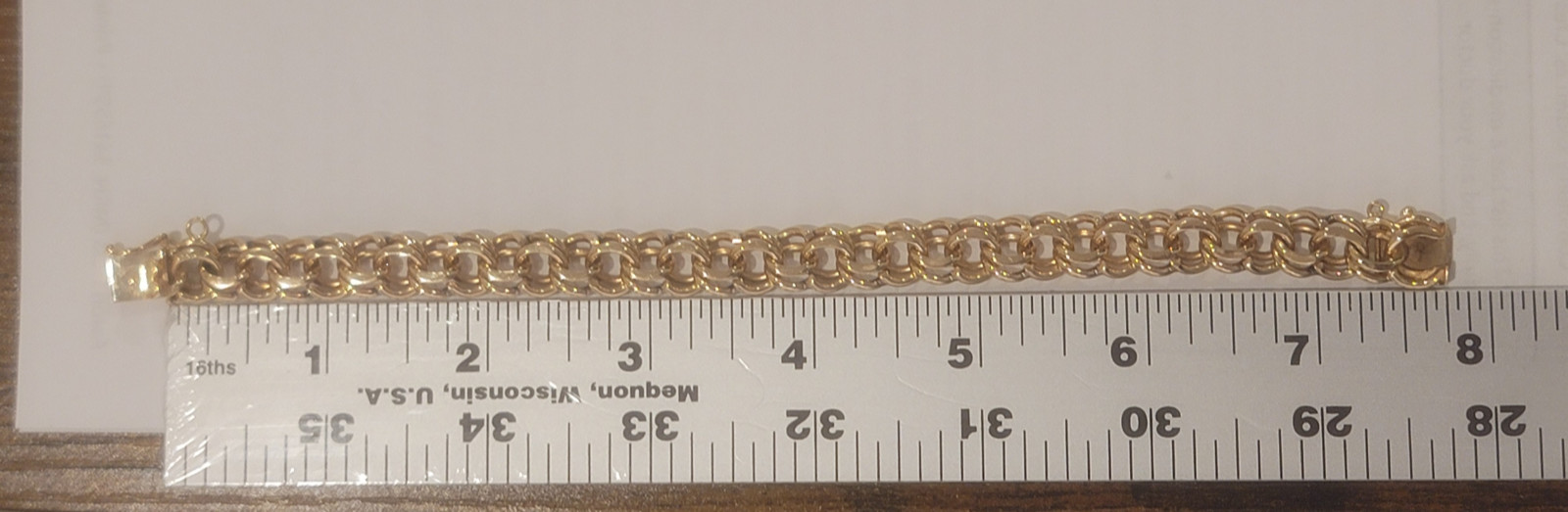 14kt Yellow Solid Gold Double Cable Link Bracelet… - image 7