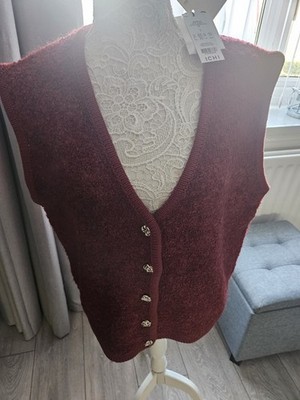 Ichi Womens Waist Coat. Deep Red