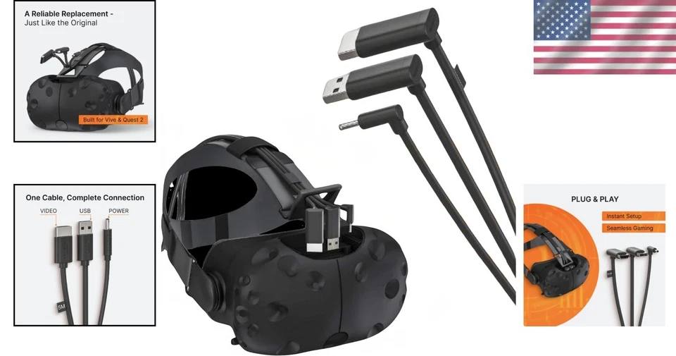 Cable plano HTC Vive 3 en 1 (5M) para configuración VR perfecta y intensidad de señal mejorada Foto 2 de 4