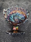Fenton Amethyst Carnival Glass Sawtooth Pinwheel Comet In The Stars Compote