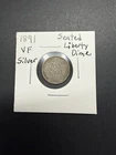 1891 Seated Liberty Dime Coin / VF / Silver