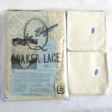 NOS Vintage Quaker Lace Embassy 1100 70 x 90 Natural Tablecloth 8 Napkins Ivory