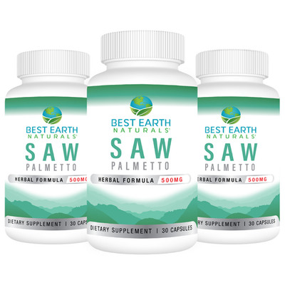 Saw Palmetto 500mg by Best Earth Naturals Buy 2 Get 1 FREE 3 Pack