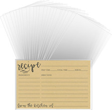 100PCS 3X5 Recipe Card Protectors,Clear Recipe Plastic Sleeves,Transparent Index