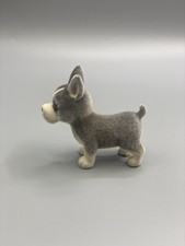 1990s "Puppy In My Pocket" Flocked Husky Puppy Figure Blue Eyes, line by MEG