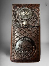 7”RODEO WESTERN LEATHER POUCH BELT LOOP PHONE HOLSTER CASE FUNDA CELULAR CHARRA