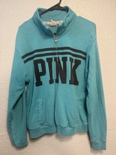 Victoria s Secret PINK Teal 1/4 Zip Sweatshirt Small
