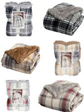 NEW Orvis Cozy Luxe Throw, Reversible Faux 60" X 70" Choice Brown, Gray, Ivory