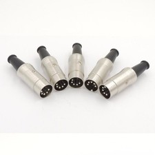 Male inline metal 5 pin DIN connectors for MIDI and audio set of 5