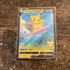 surfing pikachu v pokemon card Surfing Pikachu V 008/025 Celebrations Holo for sale online