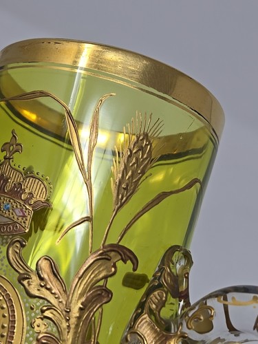 Moser Bohemian Raised Gold Armorial Horn Shaped Tankard 1880-1900 - Picture 21 of 22