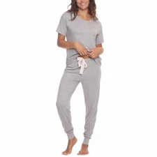 NWT Felina Women's 2 Piece Pajama Set Lounge Set Gray Stars Size L $75 H493