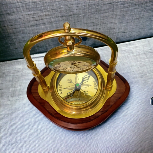 Antique Brass Nautical Ship Desk Clock – Vintage Table Clock Desktop Decor Gfit - Picture 2 of 5