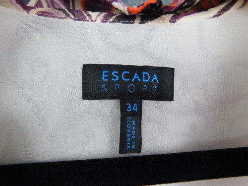 Escada Sport Dress Womens 34 XS Purple Paisley Silk Y2K 90s Ruffles Boho Coastal - Picture 4 of 11