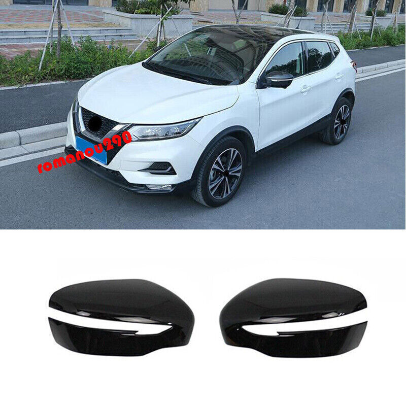 2x For Nissan Rogue Sport 2017-2020 Glossy Black Rear View Mirror Cover Cap Trim