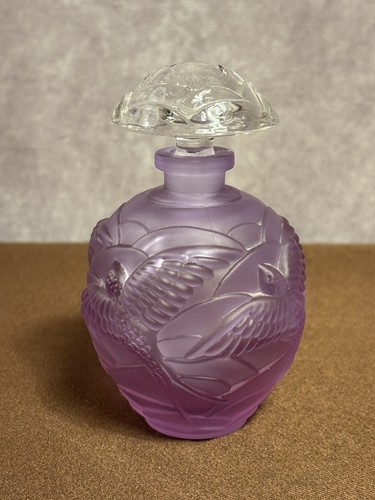 FK Lavender Frosted Lead Crystal Glass Perfume Bottle with Topper ~Made Germany - Picture 2 of 18