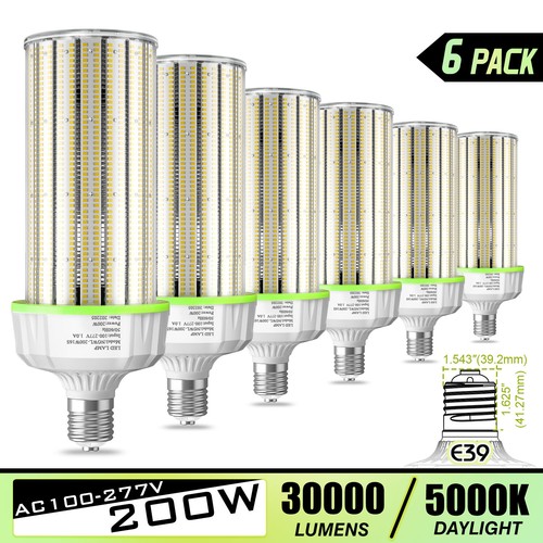 6 Pack 200W Led Corn Cob Light Bulb Indoor Outdoor Lighting for Garage Warehouse