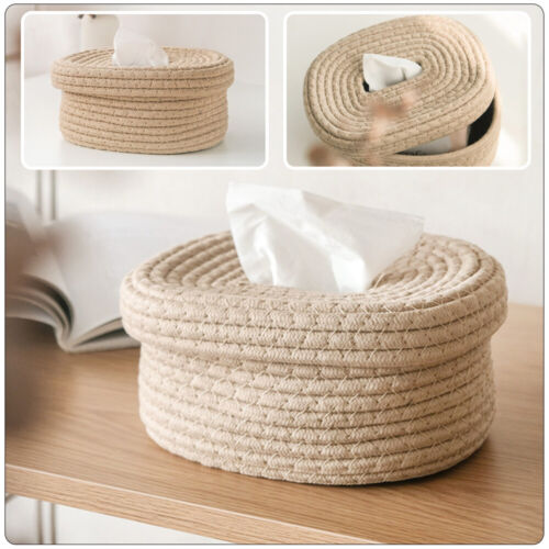 Cotton Rope Woven Paper Box Toilet Holder Japanese Style Tissue Dispenser - Picture 4 of 12