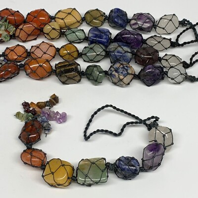 10er Set 7 Chakra Edelstein Car Tassel Anhänger, Getrommelt, Wanddekoration
