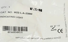 EATON M22 LA 230W 85-264 VAC VDC AMBER Indicating Light M22-L-A-230W