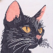 Jellybean Black Cat Hand Painted Needlepoint Canvas